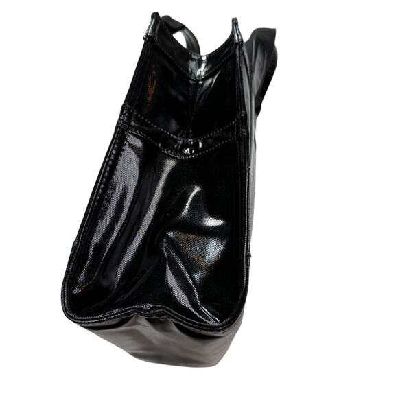 Tory Burch Patent Nylon Tote Bag Big Logo Black - Picture 9 of 16